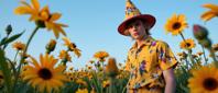 stylized by Jacques Henri Lartigue and George Platt Lynes , photograph, Tribal flower field and beach, Princecore