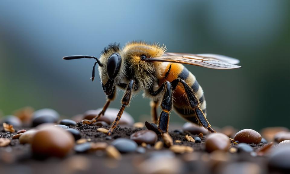 by Meryl McMaster , photograph, hyper detailed, body shot of a Bee