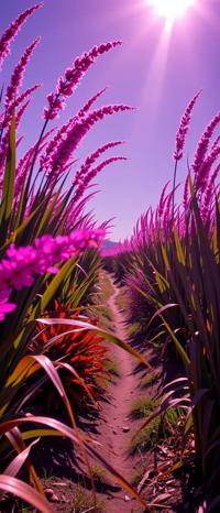 photograph, Colorful reeds and garden, Bloomcore, Rule of Thirds