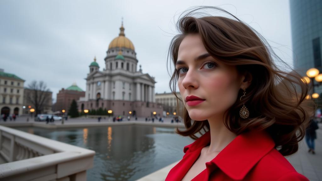 stylized by Mario Testino and Boris Kustodiev and Bella Kotak , photograph, stylized, establishing shot of a Attractive Elegant The fragrance of nostalgia