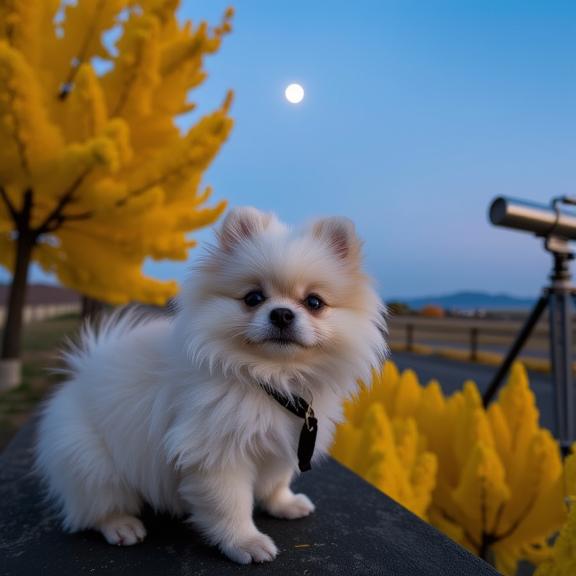 designed by Tim Walker and Joachim Brohm and Taylor Wessing , photograph, astronaut, Sharp focus of a Traditional Plain Pomeranian Puppy