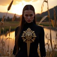 by Daria Endresen , photograph, fall reeds and Zodiac in background, alluring