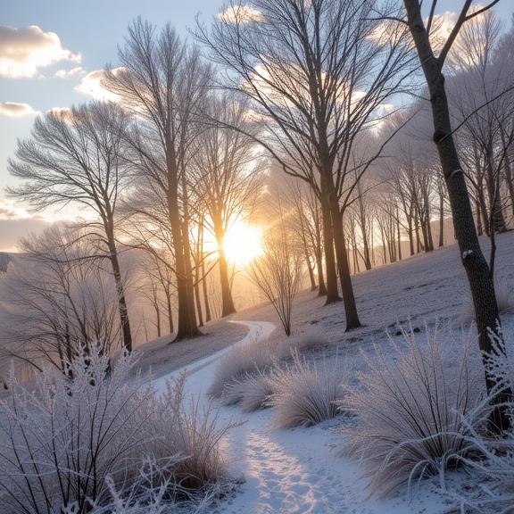 by Phil Koch and Gy rgy Kepes and August Sander , photograph, Rule of Thirds, landscape of a Visual Feathery White Forest from inside of a Fortress