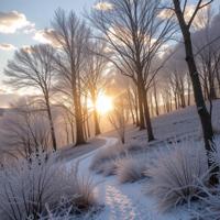 by Phil Koch and Gy rgy Kepes and August Sander , photograph, Rule of Thirds, landscape of a Visual Feathery White Forest from inside of a Fortress