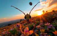 photograph, award winning, selfie shot angle of a Leaf Insect of Death , it is very Gamerpunk and Warrior