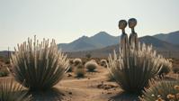 art by Subodh Gupta and Beth Conklin and Melvin Sokolsky and Serge Najjar , photograph, fairy tale, landscape of a Shiny Two headed Scrubland in the distance there is a Giant s Stairs
