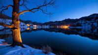 art by Slim Aarons and Jerry Schatzberg and Wolfgang Suschitzky , photograph, winter lake and Draco constellation in background, Action Painting
