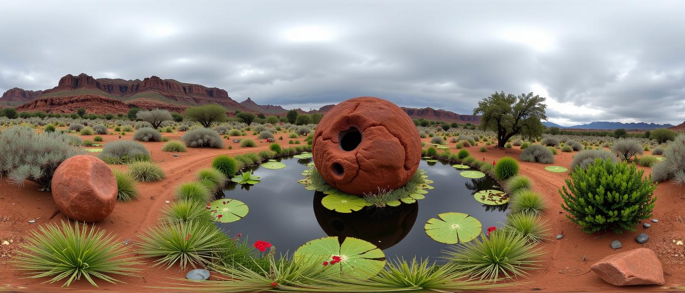 photograph, Masai vegetation and pond, urban photography, minimalistic