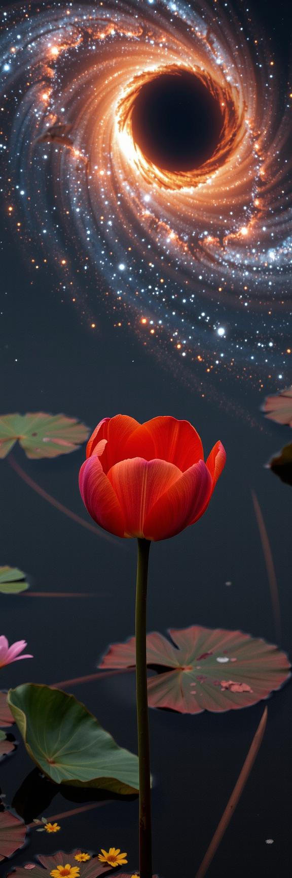 by Larry Fink and Hein Gorny , photograph, Korean pond with Tulip, lovely
