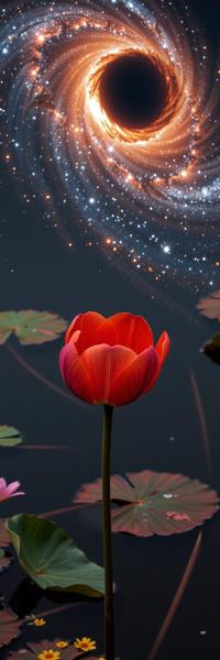 by Larry Fink and Hein Gorny , photograph, Korean pond with Tulip, lovely