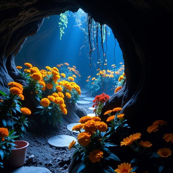 photograph, intricate details, landscape of a Grotto from inside of a Bar, it is very Stimulating and Dumb
