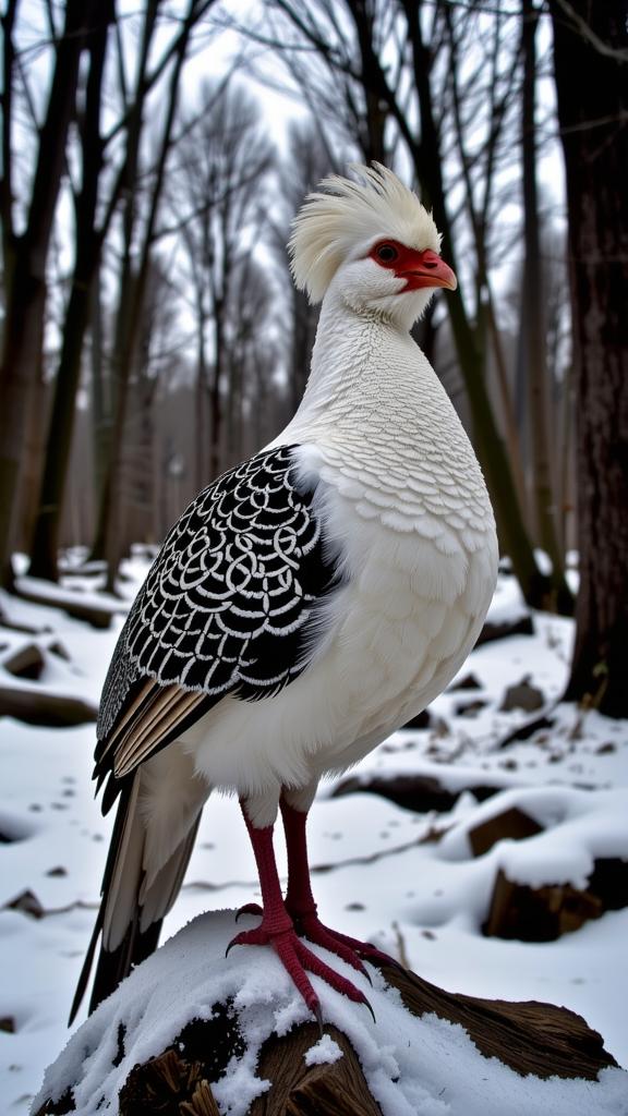 by Mandy Disher and Sandy Skoglund and Geof Kern , photograph, insane details, side view shot of a dark white Pheasant Coucal with Celtic knot skin