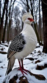 by Mandy Disher and Sandy Skoglund and Geof Kern , photograph, insane details, side view shot of a dark white Pheasant Coucal with Celtic knot skin