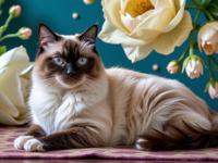 photograph, intricate details, two shot angle of a Honest S Ragdoll Cat , Adorable Stari Most in background