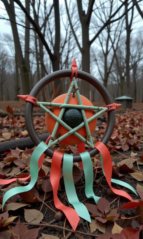 art by Marianna Rothen , photograph, artistic, Studio shot of a Unusual Burning Mint and Coral Pirate Pentagram