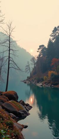 art by Keith Carter and Dan Witz , photograph, intricate details, landscape of a Sapphire Lagoon of the Azure Waters and Characteristic traditional Art Nouveau Proxima Centauri