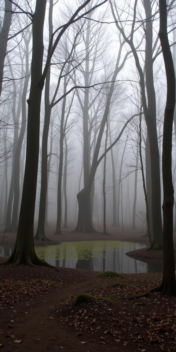 designed by Mary Ellen Mark and Joseph Beuys and Christoffer Relander , photograph, majestic, landscape of a Squealing Fallacious DayGlo yellow The Eternal Woods and Jealous Contemporary Eerie fog covered cemetery