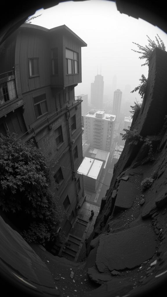 photograph, lush indoors and city, Rule of Thirds, angle from above of a Jealous Pittoresque I m a rebel just for kicks now