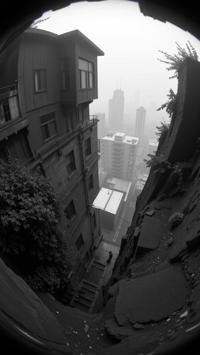 photograph, lush indoors and city, Rule of Thirds, angle from above of a Jealous Pittoresque I m a rebel just for kicks now