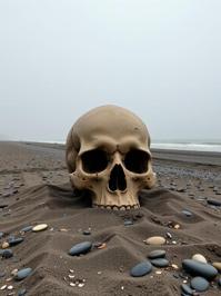 stylized by John Sell Cotman and Michael Kenna and Clifford Coffin , photograph, Rule of Thirds, shot from side of a Disheartened Sultans The Skull of Lust