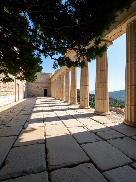 art by Andreas Franke and David Sims and Christophe Jacrot , photograph, Golden ratio, landscape of a Seraphic Maniacal Limestone Pavement from inside of The Parthenon