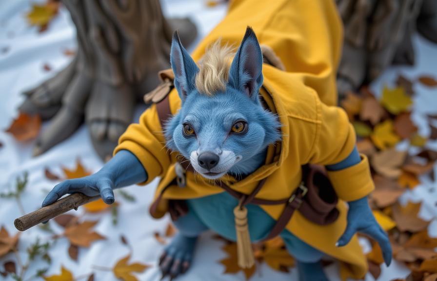 designed by Robby Cavanaugh and Elke Vogelsang and Stefan Gesell , photograph, intricate background, birds eye view shot of a Undesired Blue plump traditional Berber Male Ifrit