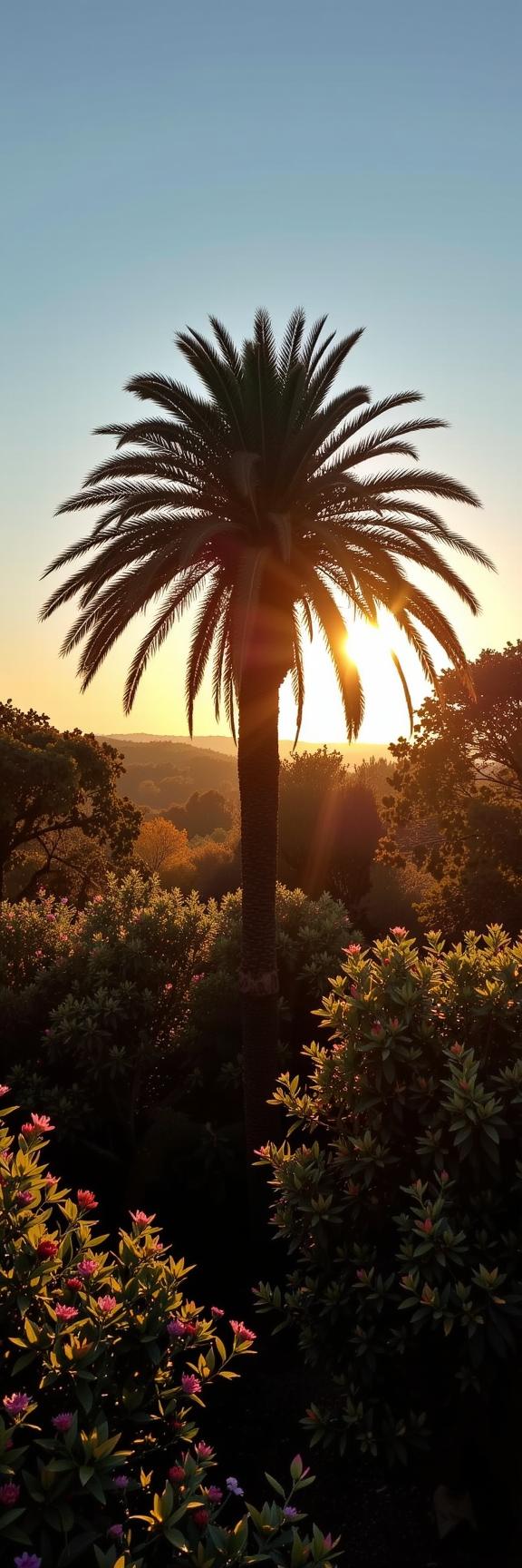 art by Nicolas Bruno , photograph, dense trees with Palm tree, Golden ratio