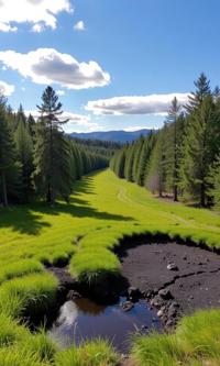 photograph, concept art, landscape of a Lava Field and Bridal Dwarven lush green forest, it is very Ravishing and Smooth