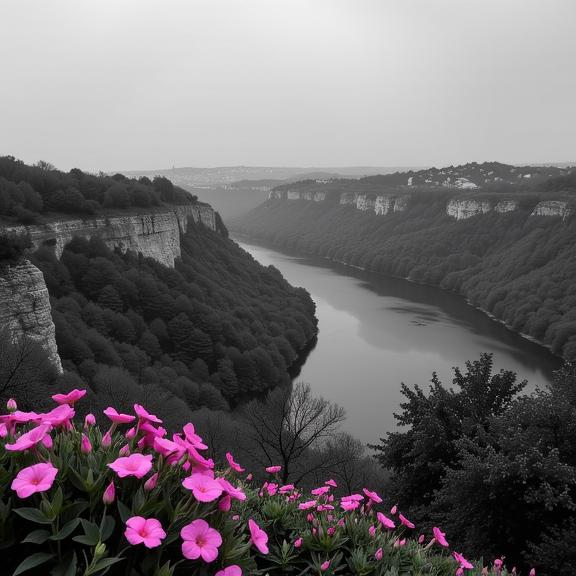by Serge Najjar and Irving Penn , photograph, elegant, landscape of a Flowery Dystopian Glacial Moraine and Rainbow Contemporary Plitvice Lakes National Park