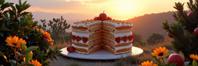 by Nick Veasey , photograph, highly detailed, Fashion shot of a Magnificent Nerdy Mediterranean mille feuille