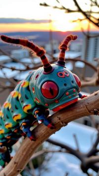 photograph, intricate detail, selfie shot angle of a Grotesque Fallacious Jewel Caterpillar , intricate background