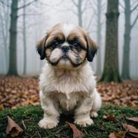 photograph, Angelic Shih Tzu Puppy, Foggy conditions, process art