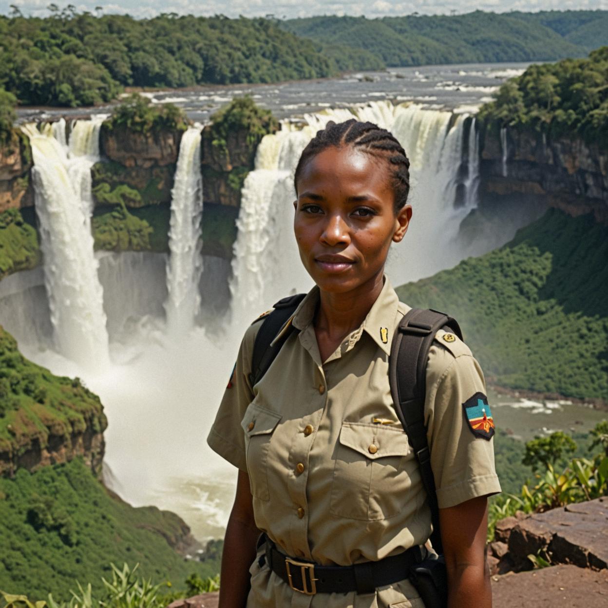 photograph, tropical landscape, rwandan woman, sergeant major of the army