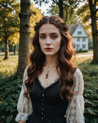 stylistic photography, hope icon, fall landscape, gothic fashion