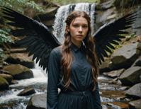 stylish photography, inspired by DeCarava and Maier s aesthetic, fashion model with edgy look, long hair in waterfall braid