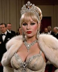 documentary style, mae west, brown hair, african context