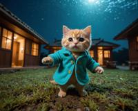 ancient fur trimmed coat, cyan color, chibi prince, cinematic lighting