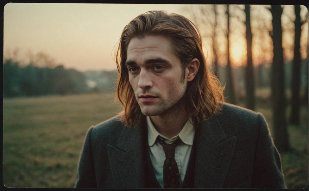 hairy meiji era robert pattinson, colored long straight hair, burlesque, sunrise