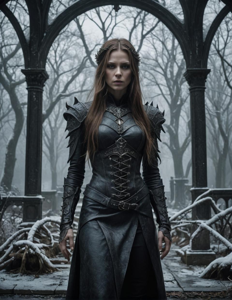 freezing leatherworker female draugr , cinematic cinematic cinematic, art by michael wesely, long hair