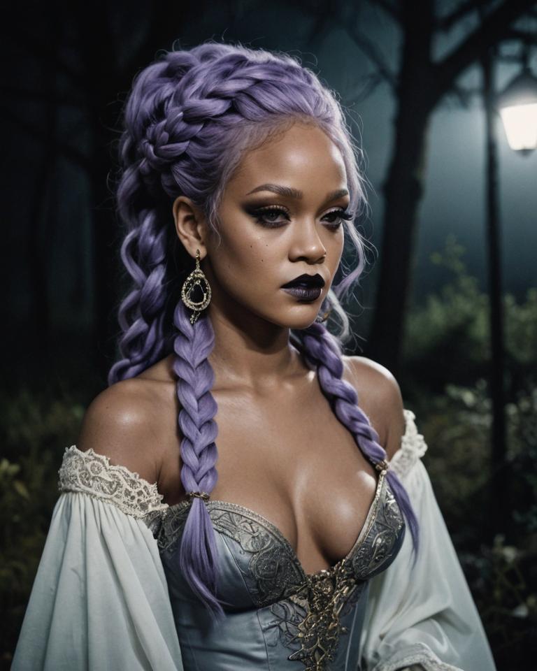 photograph, masterpiece, Horrifying elegant Tovarisch Rihanna , eerie bride