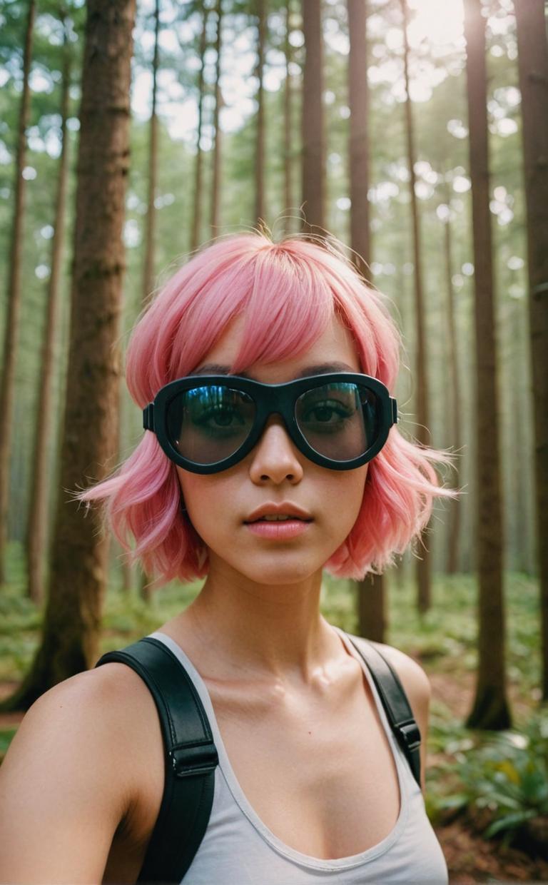 stylish gamer lass, David LaChapelle vibes, Indonesian cutie, pink pixie hair