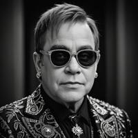Elton John s face, hyper detailed, Orton effect, Ilford HP