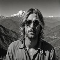 stylized by Nick Veasey, photograph, best quality, Freezing Macanese Kurt Cobain