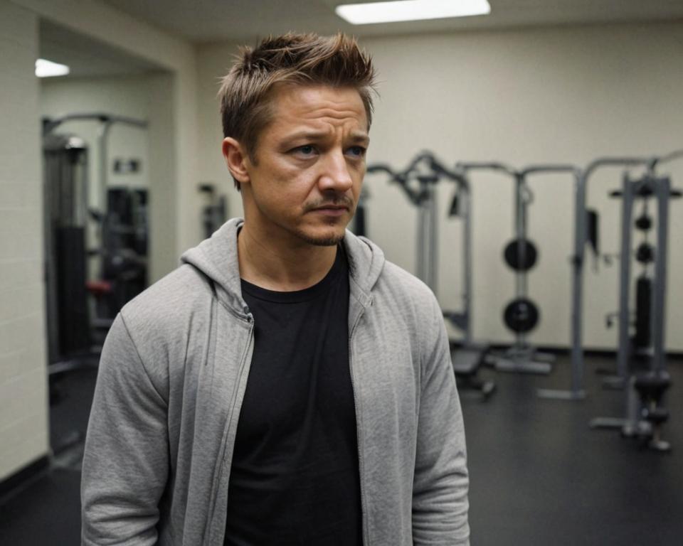 stylized by Gary Hume, photograph, Loving Jeremy Renner, Gym