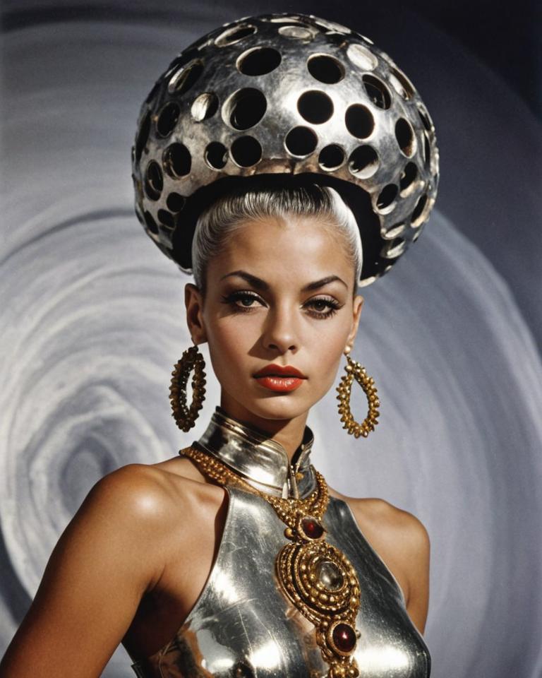 art by Grete Stern, fashionable Bantu, space and Heliosphere, photorealistic