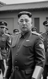 photograph, Good Homely Kim Jong un, wearing Formal Death armor, soft focus