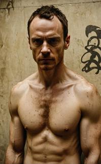 stylized by Christoffer Relander and Eadweard Muybridge, photorealist, melancholic, Sad brooding Michael Fassbender
