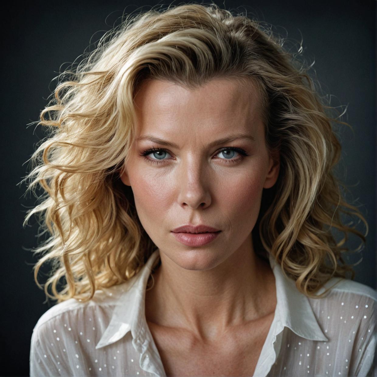 stylized by Martin Rak and Archillect, photograph, sultry Kim Basinger,