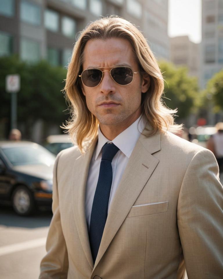 Drab Grouchy face, masterful photograph, HQ quality, long light hair