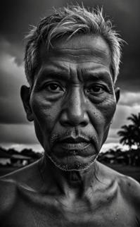 stormy night, black and white photography, traditional Filipino, mysterious